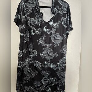 SHEIN Black and Blue Dragon Dress